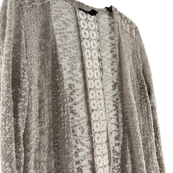 Style & Co. Small Cardigan Sweater Open Front Long Sleeve Lace Panel NWT - Picture 3 of 4